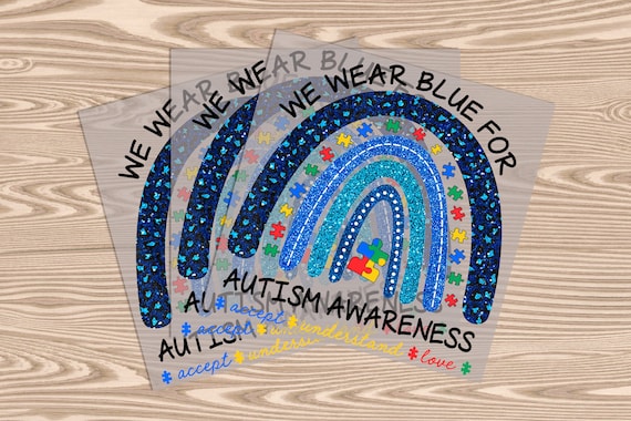 Ready to Press, Blue Rainbow Autism, heat transfer print, DTF Transfer Print