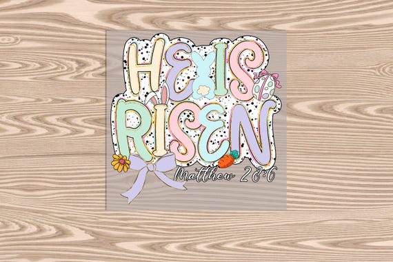 Ready to Press, Polka Dots-He is Risen-Mathew 28:6, DTF Transfer Print