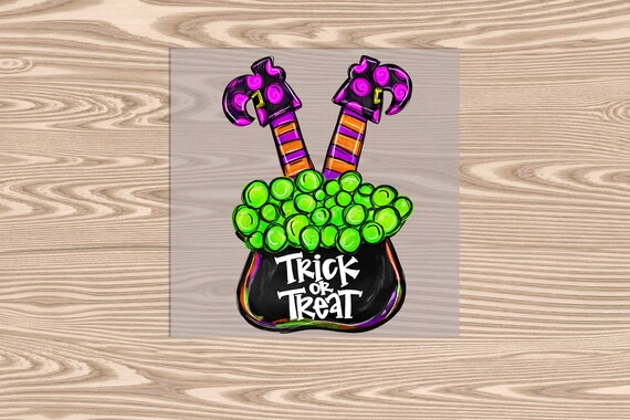 Ready to Press, Witches Couldron Trick or Treat, heat transfer print, DTF Transfer Print