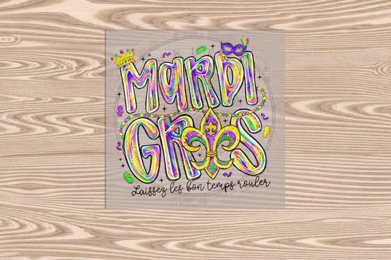 Ready to Press DTF Transfer-Mardi Gras FleurDeLis - heat transfer