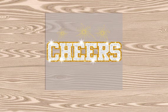 Ready to Press, Gold Cheers, Happy New Year, heat transfer print, DTF Transfer Print (faux glitter effect printed)