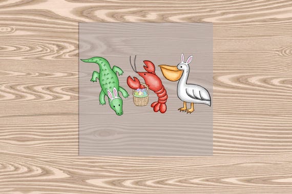 Ready to Press DTF Transfer-Cajun Easter: Lobster, Pelican, Alligator- heat transfer