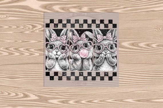 Ready to Press DTF Transfer-Leopard Bow Bunny Trio- heat transfer