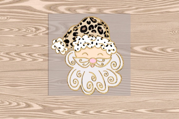 Ready to Press, Leopard Hat Santa, heat transfer print, DTF Transfer Print