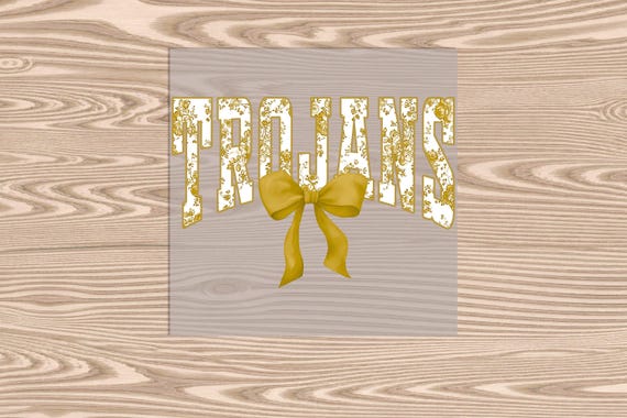 Ready to Press, Trojans Gold Bow, heat transfer print, DTF Transfer Print