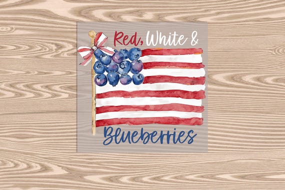 Blueberry Flag DTF Transfer Print: Ready to Press