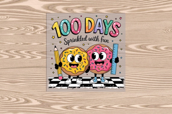 Ready to Press, 100 Days Sprinkled Donuts, DTF Transfer Print