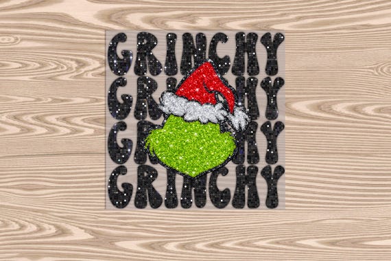 Ready to Press, Green Man with Sequins, Merry Christmas, heat transfer print (faux sequin effect printed), DTF Transfer Print