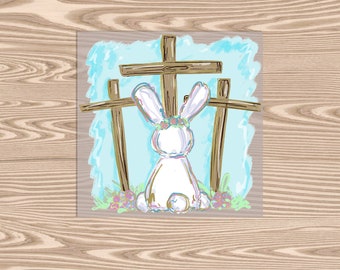 Ready to Press DTF Transfer-Bunny 3 Crosses,- heat transfer