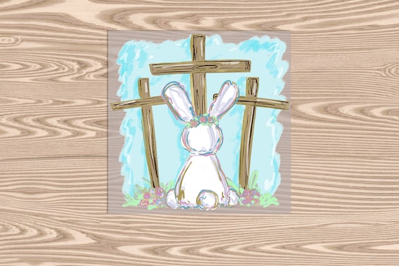 Ready to Press, Bunny 3 Crosses, DTF Transfer Print