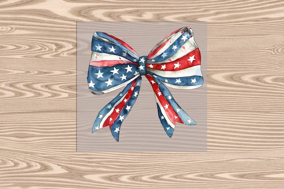 Ready to Press, Red White and Blue Bow, heat transfer print, DTF Transfer Print