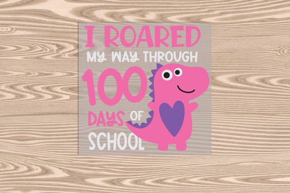 Ready to Press, 100 Days Pink Dinosaur, DTF Transfer Print