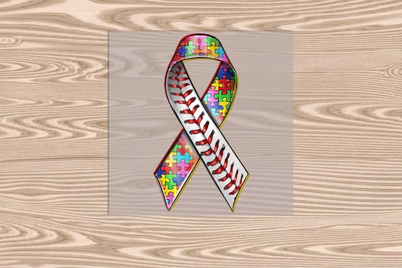 Ready to Press, Autism Baseball Ribbon, heat transfer print, DTF Transfer Print