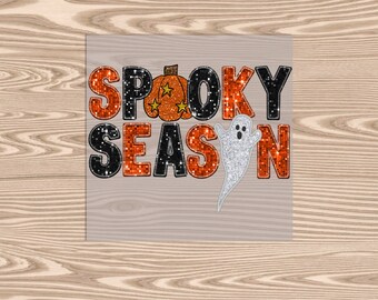 Ready to Press DTF Transfer-Spooky Season Halloween   (faux sequin)- heat transfer