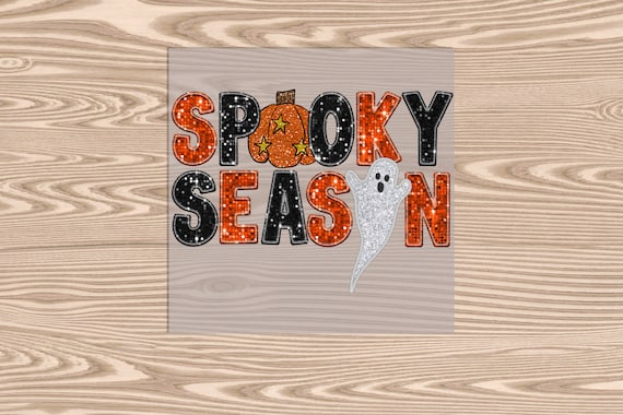 Ready to Press, Spooky Season Halloween, heat transfer print (faux sequin effect printed), DTF Transfer Print