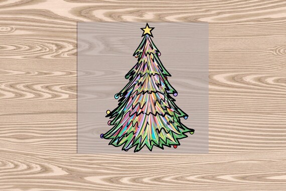 Ready to Press, Colorful Christmas Tree, heat transfer print, DTF Transfer Print