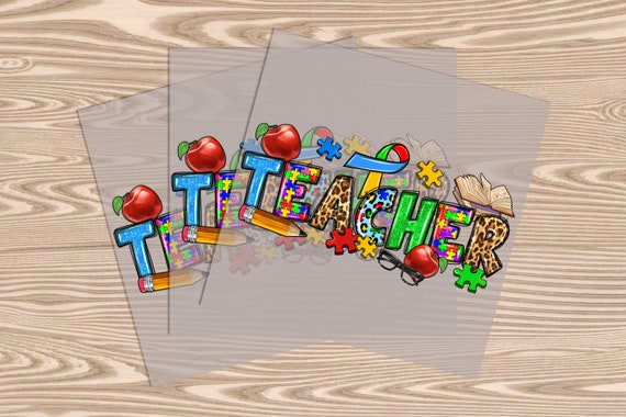 Ready to Press, Autism Teacher, heat transfer print, DTF Transfer Print
