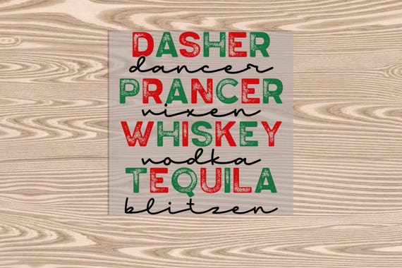Ready to Press, Drunk Reindeer Red and Green, heat transfer print, DTF Transfer Print