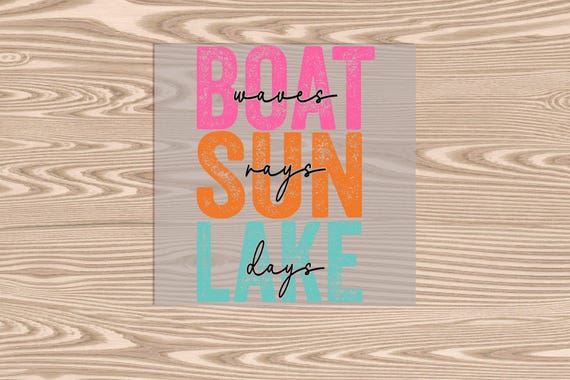 Ready to Press, Boat Waves, Sun Rays, Lake Days, DTF Transfer Print