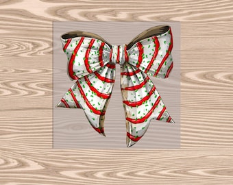 Ready to Press DTF Transfer-Christmas Tree Cake Bow- heat transfer