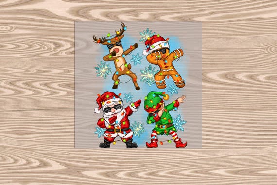 Ready to Press,  Dab Christmas characters, heat transfer print, DTF Transfer Print