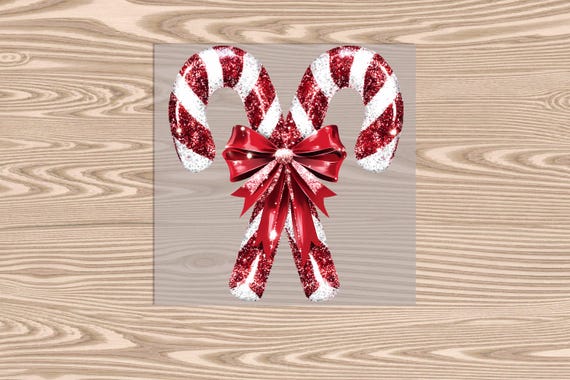 Ready to Press, Red Candy Cane Bow, Christmas, heat transfer print, DTF Transfer Print