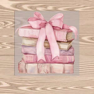Ready to Press DTF Transfer-Book Stack with Pink Bow  : Coquette Style- heat transfer