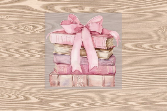 Ready to Press, Book Stack Coquette, heat transfer print, DTF Transfer Print