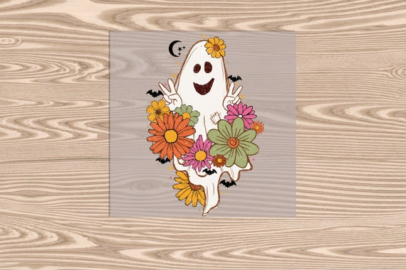 Ready to Press, Groovy Peace Out Ghost Halloween, heat transfer print , DTF Transfer Print