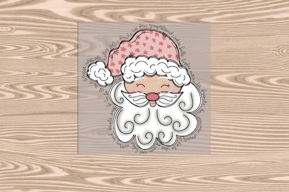 Ready to Press, Pink Christmas Santa, heat transfer print, DTF Transfer Print