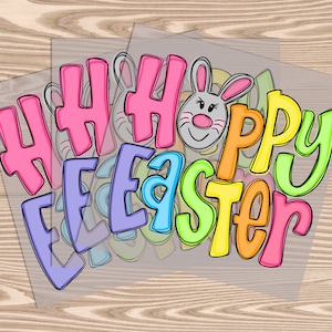 Ready to Press DTF Transfer-Happy Easter Bunny,- heat transfer