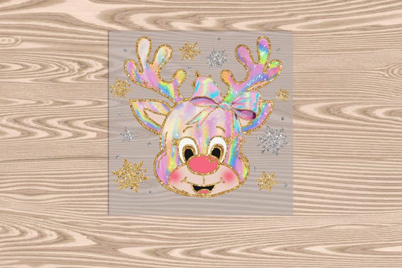 Ready to Press, Irridescent Reindeer, Christmas, heat transfer print, DTF Transfer Print