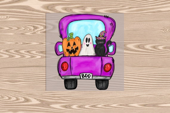 Ready to Press, Halloween Truck, heat transfer print, DTF Transfer Print