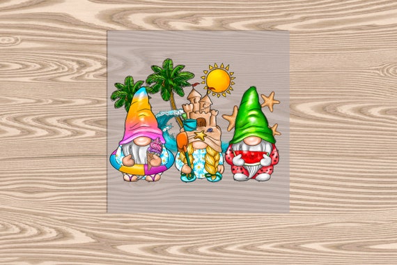 Ready to Press, Beach Gnomes, DTF Transfer Print