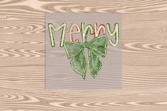 Ready to Press, Merry Green Bow, heat transfer print, DTF Transfer Print