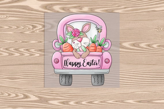 Ready to Press, Bunny Truck, DTF Transfer Print