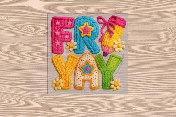 Ready to Press DTF Transfer- FriYAY Pencil Faux Yarn- heat transfer