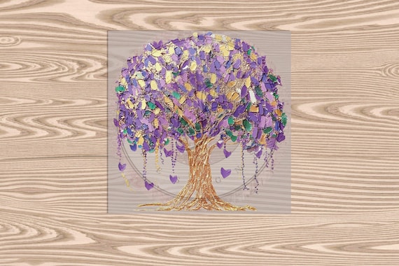 Ready to Press, Purple and Gold Tree, heat transfer print, DTF Transfer Print