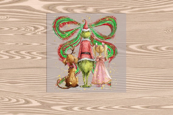 Ready to Press DTF Transfer-Green Man Bow, Merry Christmas,