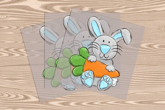 Ready to Press, Boy Bunny with Carrot, DTF Transfer Print
