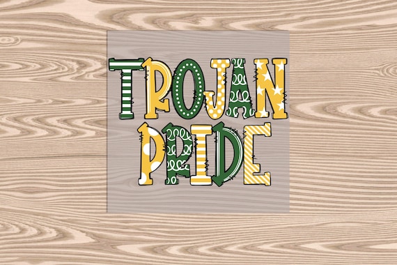 Ready to Press, Trojan Pride Green/Gold, heat transfer print, DTF Transfer Print