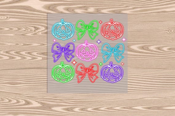 Ready to Press, Neon Pumpkin Coquette, Halloween, heat transfer print, DTF Transfer Print