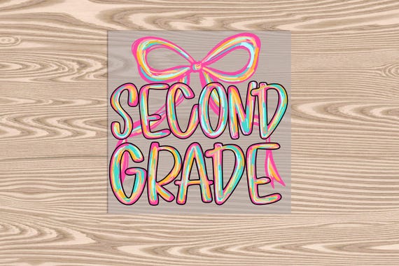 Ready to Press, Second Grade Bow Coquette, heat transfer print, DTF Transfer Print
