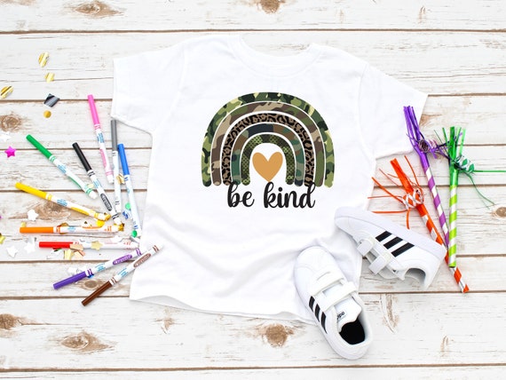 Ready to Press,   Be Kind, Camo, Rainbow,  ,heat transfer print , DTF Transfer Print