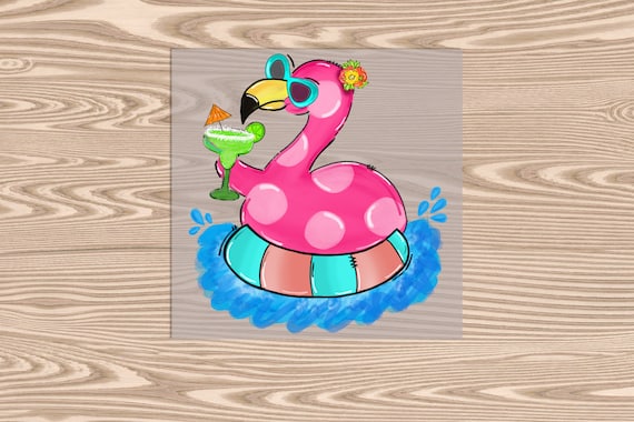 Ready to Press, Floating Pink Flamingo, DTF Transfer Print