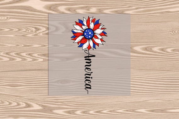 Ready to Press, American Flag Sunflower, DTF Transfer Print