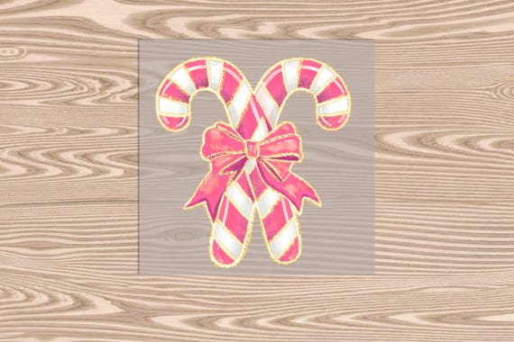 Ready to Press, Pink Candy Cane Bow, Christmas, heat transfer print, DTF Transfer Print