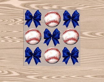 Ready to Press DTF Transfer-Baseball Blue Bow Coquette- heat transfer