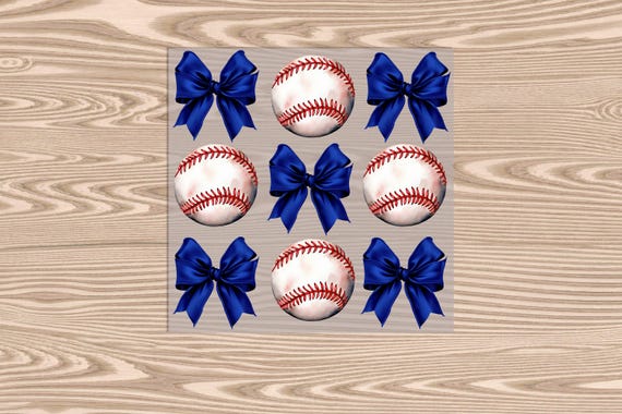 Ready to Press, Baseball Blue Bow Coquette, heat transfer print, DTF Transfer Print