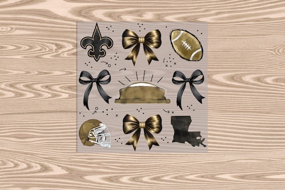 Ready to Press, Black and Gold Football, Dome Football, heat transfer print (faux sequin effect printed), DTF Transfer Print
